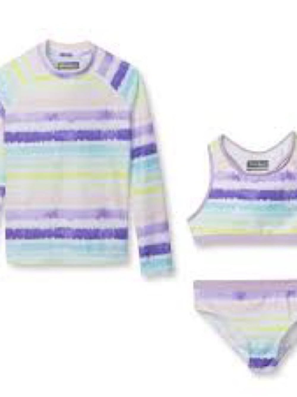 Eddie Bauer Purple Multi Striped Rash Guard Bikini Set 7/8 nwt